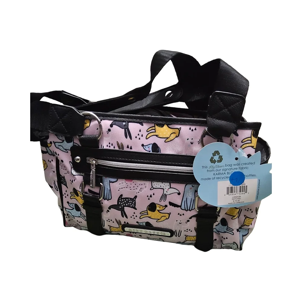 NWT Lily Bloom Multicolor Dog Print Landon Satchel